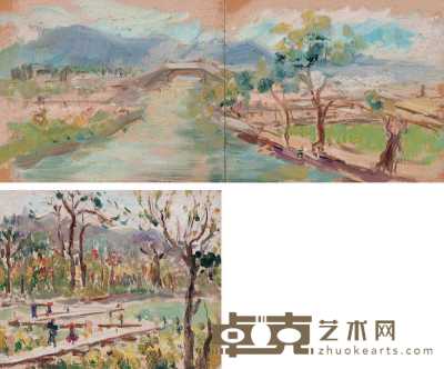 林达川 风景（两幅） 13×16cm；13×31.5cm